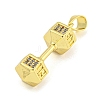 Barbell Rack Plating Brass Micro Pave Clear Cubic Zirconia Pendants KK-Z053-08G-2