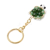 Handmade Glass Seed Beads & Green Aventurine Turtle Pendant Keychain KEYC-MZ00024-03-4