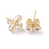 Clear Cubic Zirconia Flower Stud Earrings EJEW-F298-16G-2