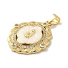 Rack Plating Brass Micro Pave Cubic Zirconia with Synthetic Opal Pendants KK-D088-29G-02-3