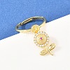 Brass Micro Pave Cubic Zirconia Pendant Finger Rings for Women RJEW-A090-02G-3