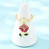 Adjustable Brass Enamel Pendant Finger Rings for Women LS-RJEW-A090-03G-2