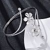 Flower Alloy Arm Cuff Bangles for Girl Women LS-AJEW-A063-01E-P-2