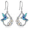 Alloy Enamel Bird & Flower Dangle Earrings for Women WG6BE60-04-2