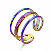 Hollow 3 Line Cuff Rings RJEW-N038-010-4