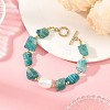 Raw Natural Amazonite and Oval Shell Pearl Beaded Bracelets BJEW-JB14389-1
