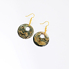 Fashionable Stainless Steel Flat Round Dangle Earrings VY4849-2