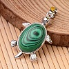 Tortoise Platinum Tone Brass Synthetic Malachite Pendants G-F265-01B-1-1