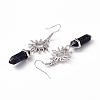 Natural Sodalite Bullet with Sun Dangle Earrings EJEW-I276-01P-04-4