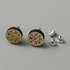 Wood Stud Earrings with Iron Pins for Women EJEW-WH0047-04A-05-1