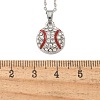 Zinc Alloy Crystal Rhinestone Sport Ball Pendant Cable Chain Necklaces NJEW-U024-01P-02-5