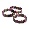 Oval Natural Malaysia Jade Beaded Stretch Bracelets G-P589-02A-04-4