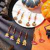 Halloween Gingerbread Man/Pumpkin/Witch Hat Alloy Enamel Dangle Earrings for Women EJEW-JE05897-2