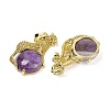 Natural Amethyst Ball with Leopard Shape Brass Pendants KK-F887-04G-26-2