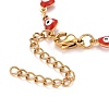 Enamel Heart with Evil Eye Link Chains Bracelet BJEW-P271-07G-4