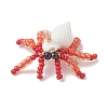 Natural Faceted Round Natural Black Spinel & Natural Trumpet Shell & Glass Seed Beaded Crab Pendants PALLOY-MZ01177-2