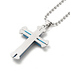 Alloy Cross Pandant Necklace with Ball Chains NJEW-K245-001A-3