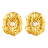 Vintage Stainless Steel 3D Flower Stud Earrings for Women's Daily Wear XJ9554-1