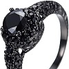 Flat Round Brass Jet Rhinestone Finger Rings FS-WG232E0-05-3