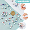 210Pcs 6 Styles Floral Printed Porcelain Beads PORC-DC0001-15-4