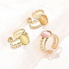 304 Stainless Steel with Glass Cat Eye Cuff Rings for Women RJEW-K309-40A-2