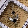 304 Stainless Steel Pave Black Cubic Zirconia Curved Barbell Dangle Belly Rings FS-WG77A7D-01-1