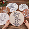 6Pcs Bohemian Theme Wooden Flat Eound with Flower Wall-mounted DIY-WH0899-480-3