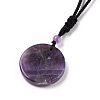 Adjustable Natural Amethyst Sailor's Knot Pendant Necklace with Nylon Cord for Women NJEW-L171-02D-4