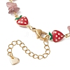Natural Strawberry Quartz Chip Beads & Brass Enamel Link Chains Bracelets for Women BJEW-JB13149-4