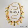 Ethnic Style Alloy with Acrylic Colorful Oval Link Chain Teardrop Tassel Waist Belly Chains for Women FS-WGB9AE6-01-5