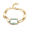 Golden Tone 304 Stainless Steel Enamel Rectangle Link Chain Bracelets for Women BJEW-K249-03G-01-1