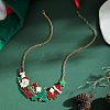 Christmas Tree Santa Claus Gift Box Alloy Enamel Pendant Necklaces & Dangle Earrings & Bangles Sets WG4C6FF-04-4