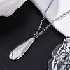 304 Stainless Steel Teardrop Pendant Cable Chain Necklaces for Women NJEW-A038-01P-2