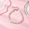 Natural New Jade Chip & Glass Shell Round Beaded Bracelets BJEW-JB12317-02-1