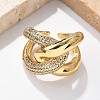 Brass Micro Pave Cubic Zirconia Cuff Finger Rings RJEW-C120-26G-2