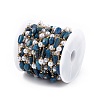 Natural Lapis Lazuli Nugget & Glass Imitation Pearl Beaded Chain CHS-C006-02E-4