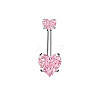 1Pc 304 Stainless Steel Rose Rhinestone Curved Barvell Belly Rings WGF9938-01-4