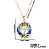 Elegant Brass & Glass Hollow Design Tree Pendant Necklaces WX2591-5-1