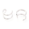 Rhodium Plated 925 Sterling Silver Cuff Earrings EJEW-H124-11P-2