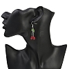 Brass Synthetic Turquoise Skull Dangle Earrings EJEW-JE06534-01-3