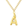 304 Stainless Steel Clear Cubic Zirconia Heart & Letter Pendant Curb Chain Necklaces for Women NJEW-FS00012-27A-1