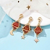 Natural Carnelian Brass Pendant Decorations HJEW-JM01817-04-2