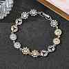 Brass Micro Pave Clear Cubic Zirconia Link Chain Bracelets for Women BJEW-C156-06A-GP-2