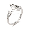 Non-Tarnish 304 Stainless Steel Hollow Lotus Adjustable Ring for Women RJEW-M149-32P-3