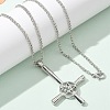 Christian Upside Down Cross & Star Alloy Pendant Pendant Twisted Chain Necklaces for Women LS-NJEW-NH0001-03P-2