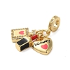 Rack Plating Brass Micro Pave Clear Cubic Zirconia Enamel European Dangle Charms KK-P279-45G-2