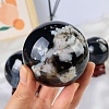 Natural Black Cherry Blossom Agate Crystal Ball PW-WG77102-02-2