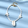 Couch Shell Shape & Starfish Shell Charm Bracelets BJEW-F520-04G-1