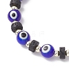 Natural Lava Rock & Handmade Lampwork Beads Stretch Bracelets BJEW-JB11984-01-4