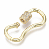 Brass Micro Pave Clear Cubic Zirconia Screw Carabiner Lock Charms ZIRC-T013-02G-NF-2